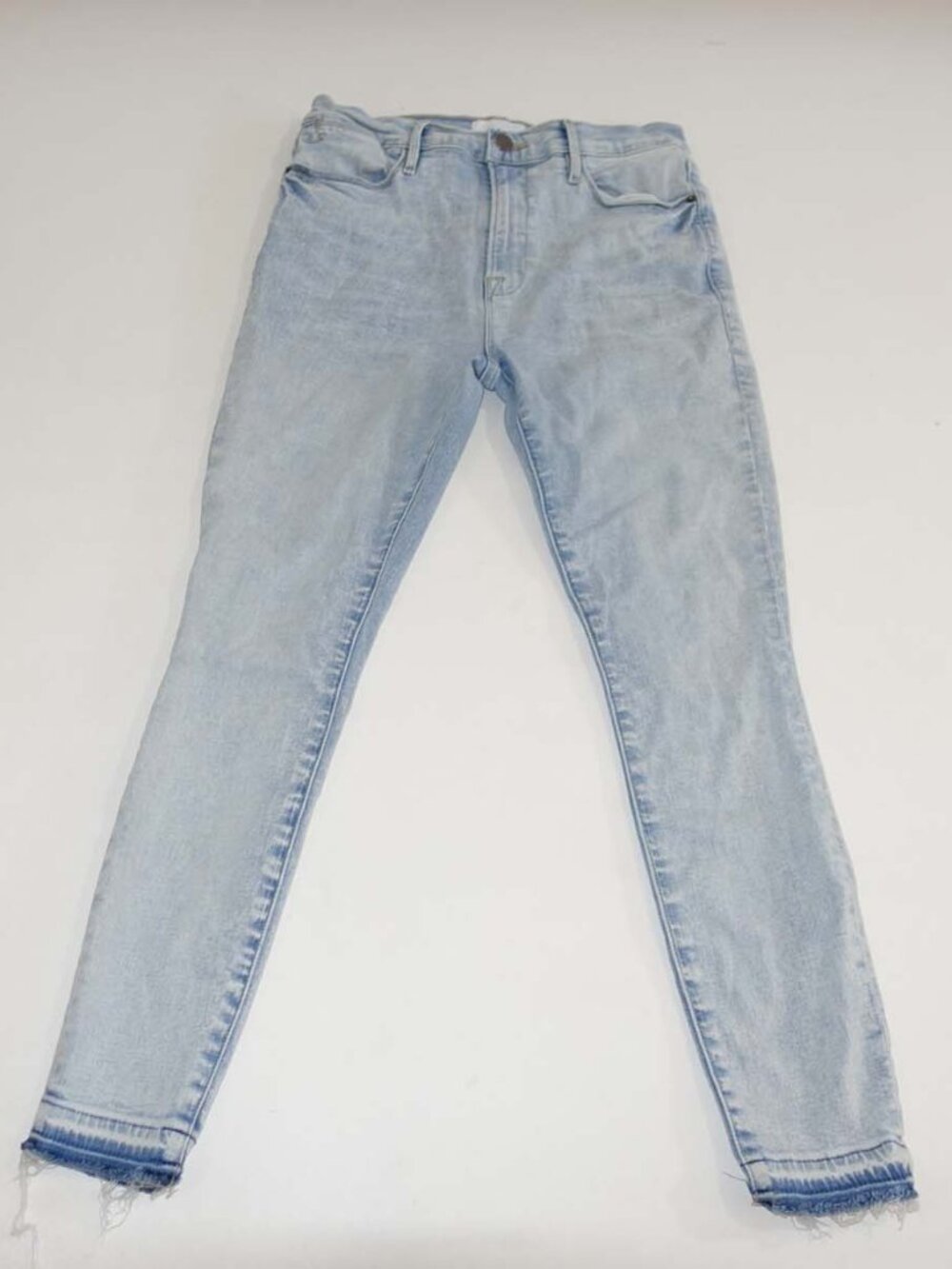 Frame Women's Le High Skinny Crop Jeans Size 30 Light Blue Raw Hems 26" Inseam